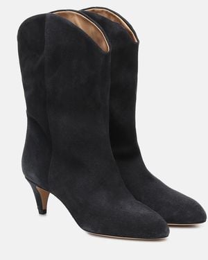 Isabel Marant Dernee Western Suede Mid-calf Boots - Black