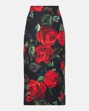 Dolce & Gabbana Floral Pencil Skirt - Red