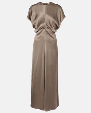 TOTEME Draped Satin Maxi Dress - Natural