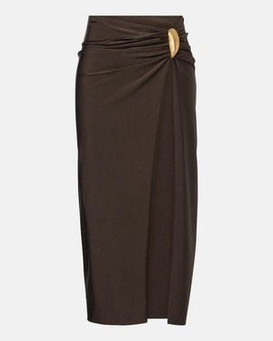 Jonathan Simkhai Eiana Applique Ruched Midi Skirt - Brown