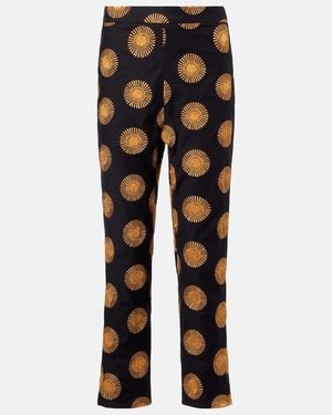Cala De La Cruz Isola Printed Cotton-Blend Straight Trousers - Blue