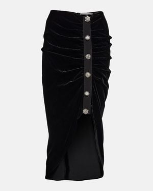 Veronica Beard Ari Embellished Velvet Midi Skirt - Black