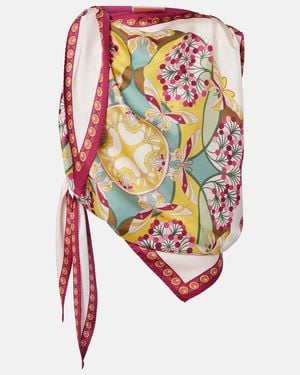 La DoubleJ Florette Placee Asymmetric Silk Twill Top - White