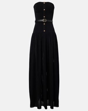 Self-Portrait Belted Knitted Strapless Maxidress - Black