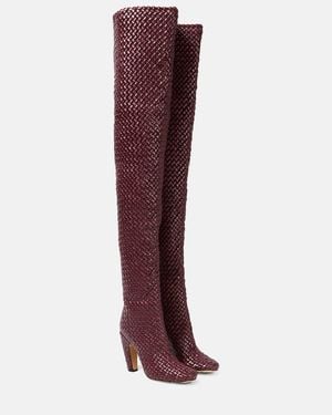 Bottega Veneta Canalazzo Leather Over-The-Knee Boots - Red