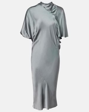 Rick Owens Gathered Satin Midi Dress - Grey