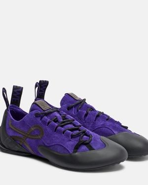 Loewe Grip Anagram Suede Trainers - Blue