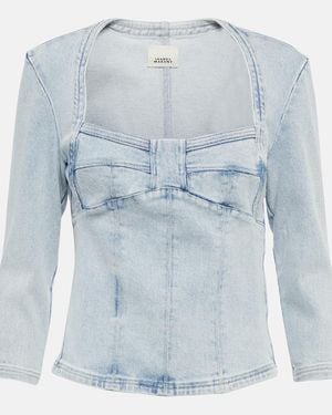 Isabel Marant Vanio Bleached Denim Top - Blue