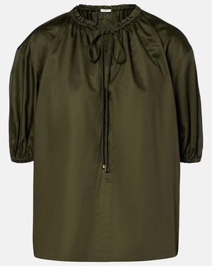 JOSEPH Nador Cotton Poplin Blouse - Green