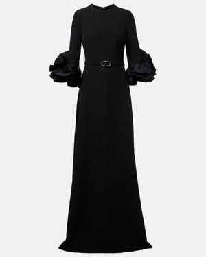 Safiyaa Belted Ruffled Crepe Gown - Black