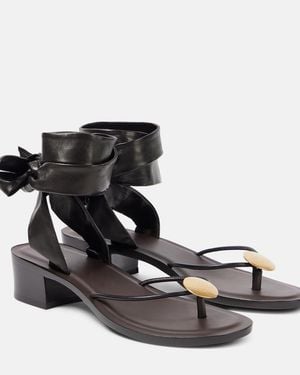 The Row Cord Leather Thong Sandals - Black