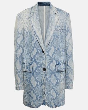 Sportmax Snake-Effect Denim Blazer - Blue