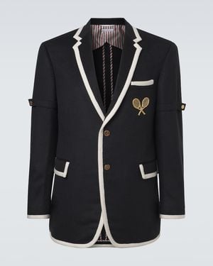 Thom Browne Embroidered Cashmere Zibeline Blazer - Black