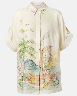 ALÉMAIS Anouk Printed Linen Shirt - White