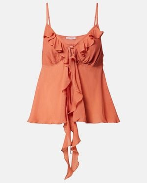 Poupette Maja Ruffled Chiffon Top - Red