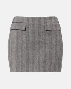 Ferragamo Striped Wool-Blend Miniskirt - Gray