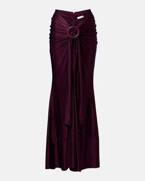 Rabanne Gathered Satin Maxi Skirt - Purple