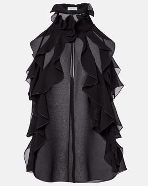 McQueen Ruffled Silk Top - Black