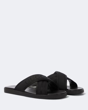 Gucci Logo Jacquard Sandals - Black