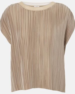 JOSEPH Cedre Plisse Satin Top - Natural