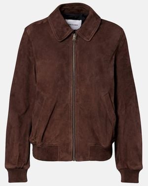 Yves Salomon Suede Bomber Jacket - Brown
