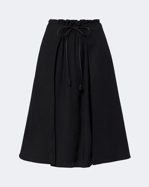 Moncler Leather-Trimmed Virgin Wool Midi Skirt - Black