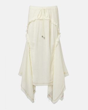 The Attico Ruffled Cotton Maxi Skirt - White