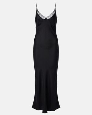 The Row Barina Lace-Trimmed Silk Slip Dress - Black
