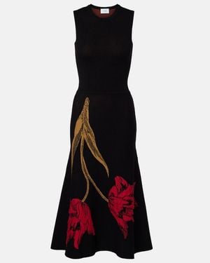 Erdem Floral Jacquard Sleeveless Knit Midi Dress - Red