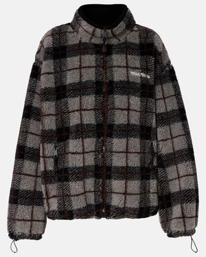 Miu Miu Checked Teddy Jacket - Black