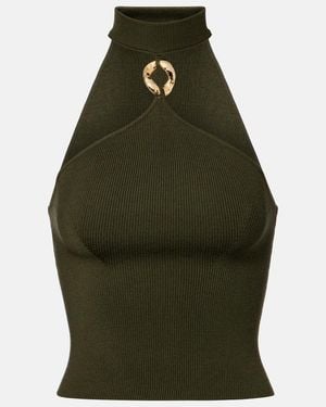 Jonathan Simkhai Renlen Halterneck Wool Top - Green