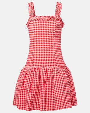 Ganni Mini Dress With Ruffles - Red