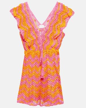 Anna Kosturova Melissa Crocheted Cotton Minidress - Orange