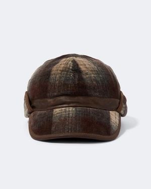 RRL Plaid Cotton Corduroy Newsboy Cap - Brown