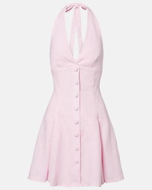 Faithfull the Brand Murano Halterneck Linen Minidress - Pink