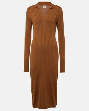 Tod's Ribbed-Knit Silk And Cotton Midi Dress - Brown