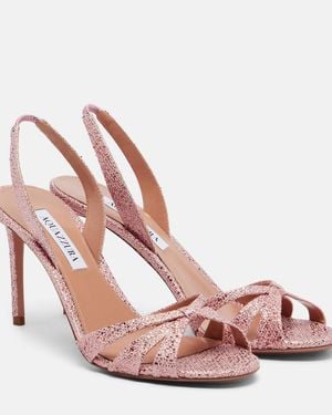 Aquazzura Tati Canvas Slingback Sandals - Pink