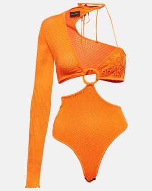 Roberta Einer Legato Asymmetrical Cotton-Blend Bodysuit - Orange