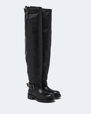 Balenciaga Leather Over-The-Knee Boots - Black