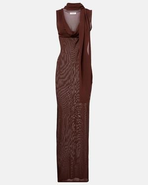 AYA MUSE Scarf-Detail Draped Maxi Dress - Purple