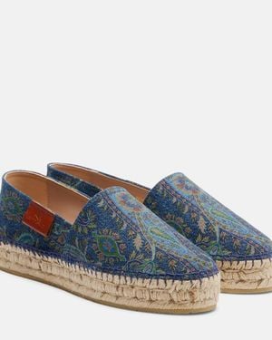 Etro Bedruckte Espadrilles Aus Canvas - Blau