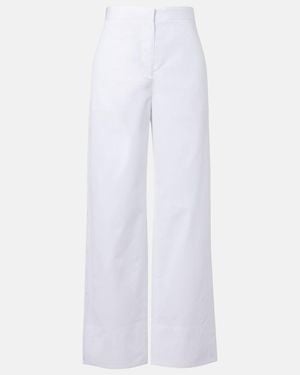 TOTEME Twisted Seam Cotton Poplin Wide-Leg Trousers - White