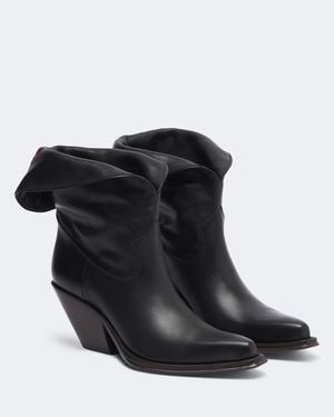 Chloé Bottines Santiags Azelan En Cuir - Noir