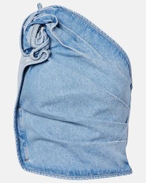Magda Butrym Draped One-Shoulder Denim Top - Blue