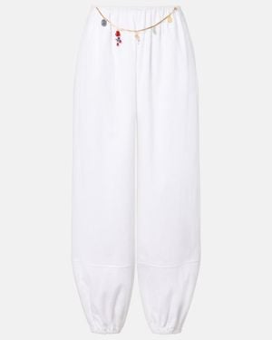 Stella McCartney Embellished Cotton Tapered Pants - White