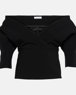 Ferragamo Wool-Blend Gabardine Top - Black