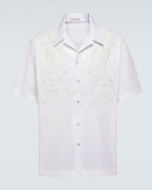 Valentino Embroidered Cotton Poplin Bowling Shirt - White