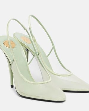 Saint Laurent Slingback-Pumps Anita 110 Aus Mesh - Weiß