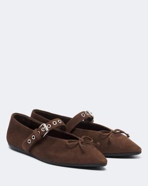 Miu Miu Suede Ballet Flats - Brown