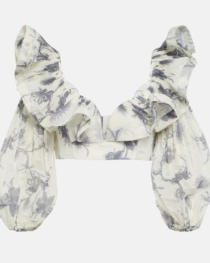 Zimmermann Keira Floral Crop Top - Metallic